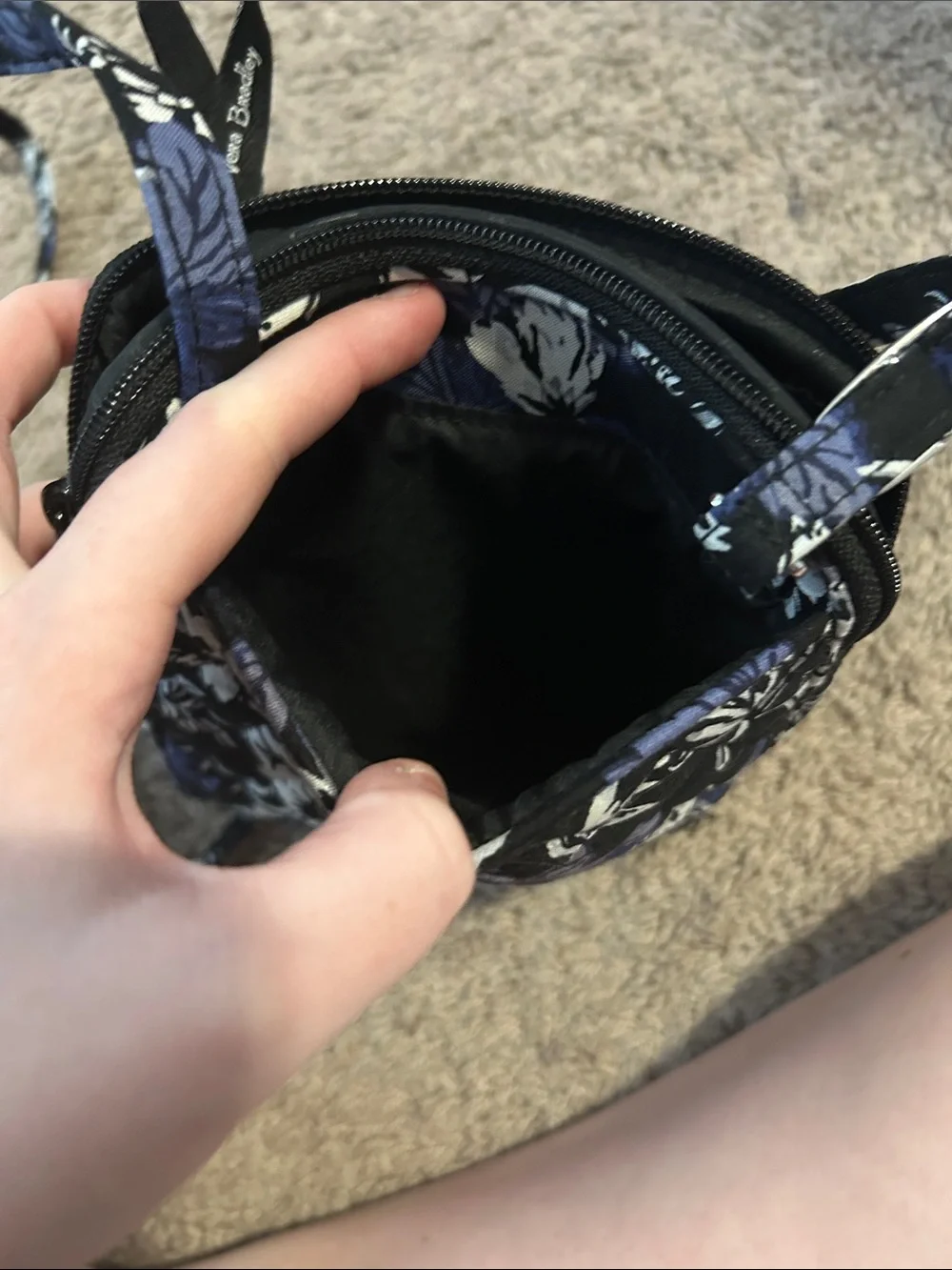 Vera Bradley Black, White & Purple Floral Quilted Crossbody